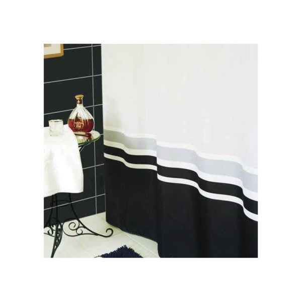 Zavesa za kadu 180x200 - crno-siva 7342