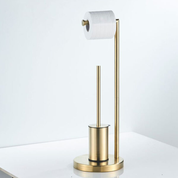 Samostojeći držač toalet papira sa wc četkom zlatno