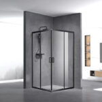 Tuš kabina 80x80 MERKUR crni ram prozirno staklo 6 mm H 190