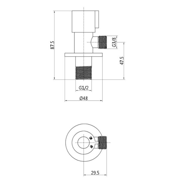 Ek ventil 1 2x3 8 INOX plavi sk