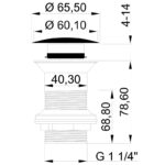 Gornji deo sifona metalni KLIK KLAK 5 4 širi uliv CRNI sk
