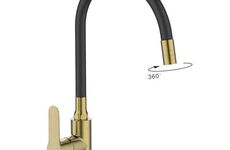 JB STH za sudoperu KSANTI FLEXI Labudov vrat CRNO ZLATNA