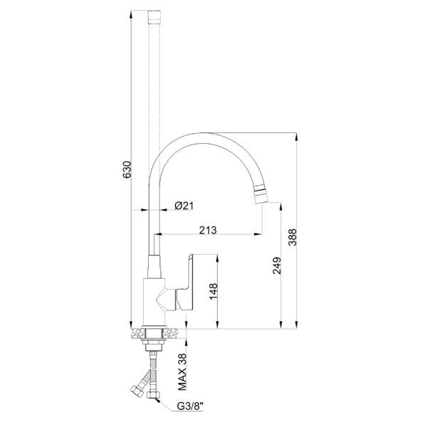 JB STH za sudoperu KSANTI FLEXI Labudov vrat CRNO ZLATNA sk