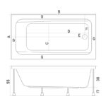 023526 kada valencia h 55 cm sa obl i nogicama 160 x 80 tehnicki crtez