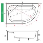 023558 ug kada 90x140 sedeca limah 55 cm sa oblogom i nogicama leva montaza tehnicki crtez