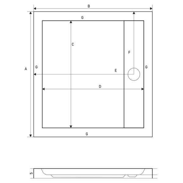 023671 tus kada slim h 45 cm 90 x 90 tehnicki crtez